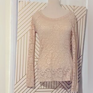 Elegant Lace Long Sleeve Top in Cream